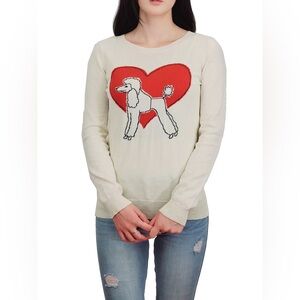 Poodle and Heart Graphic Print Sweater